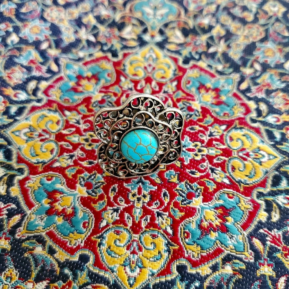 Faux torquise rose shaped ring